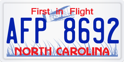 NC license plate AFP8692