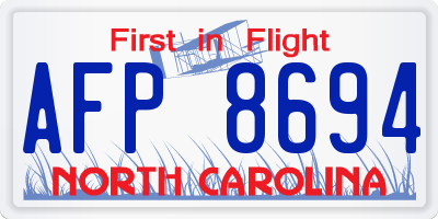 NC license plate AFP8694