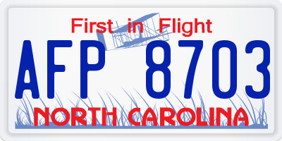 NC license plate AFP8703
