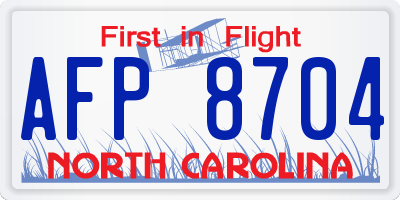 NC license plate AFP8704