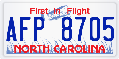 NC license plate AFP8705