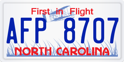 NC license plate AFP8707