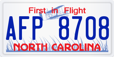 NC license plate AFP8708