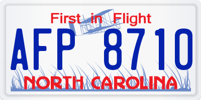 NC license plate AFP8710