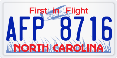 NC license plate AFP8716