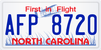 NC license plate AFP8720