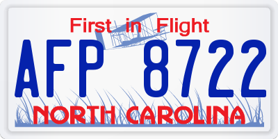 NC license plate AFP8722