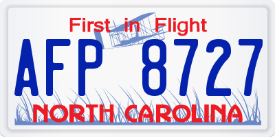 NC license plate AFP8727