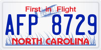 NC license plate AFP8729