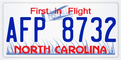 NC license plate AFP8732