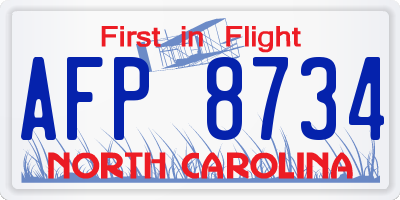 NC license plate AFP8734
