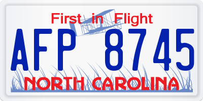 NC license plate AFP8745