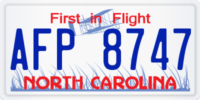 NC license plate AFP8747