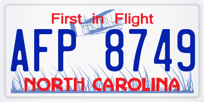 NC license plate AFP8749