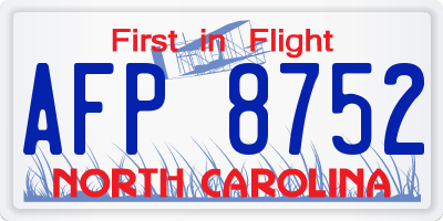 NC license plate AFP8752