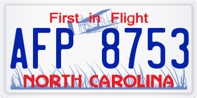 NC license plate AFP8753