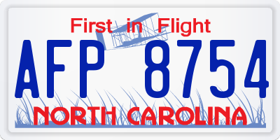 NC license plate AFP8754