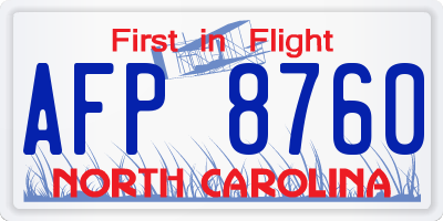 NC license plate AFP8760