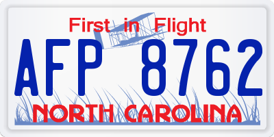 NC license plate AFP8762