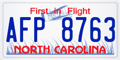 NC license plate AFP8763