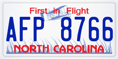 NC license plate AFP8766