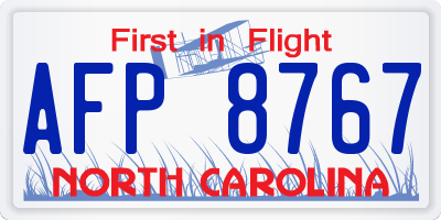 NC license plate AFP8767