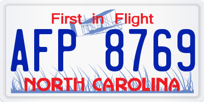 NC license plate AFP8769
