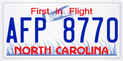 NC license plate AFP8770
