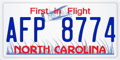 NC license plate AFP8774
