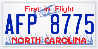NC license plate AFP8775