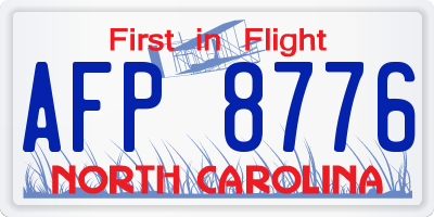 NC license plate AFP8776