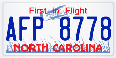 NC license plate AFP8778