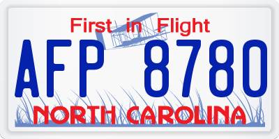 NC license plate AFP8780