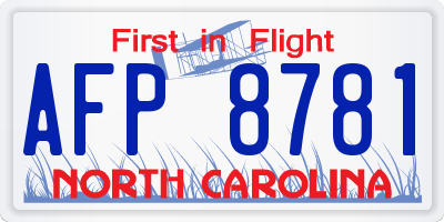 NC license plate AFP8781