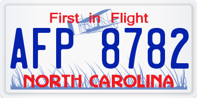 NC license plate AFP8782