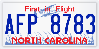NC license plate AFP8783
