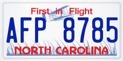 NC license plate AFP8785