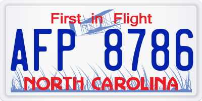 NC license plate AFP8786