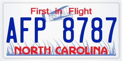 NC license plate AFP8787