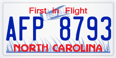 NC license plate AFP8793