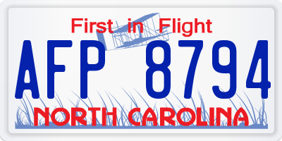 NC license plate AFP8794