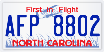NC license plate AFP8802