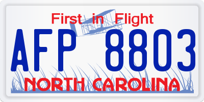 NC license plate AFP8803