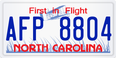 NC license plate AFP8804