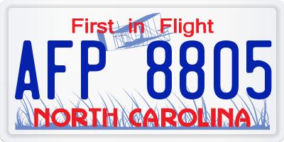 NC license plate AFP8805