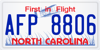 NC license plate AFP8806