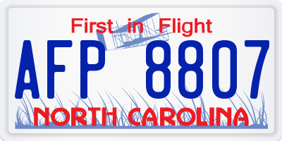 NC license plate AFP8807