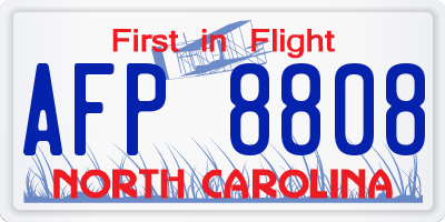 NC license plate AFP8808