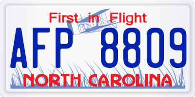 NC license plate AFP8809
