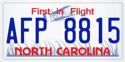 NC license plate AFP8815